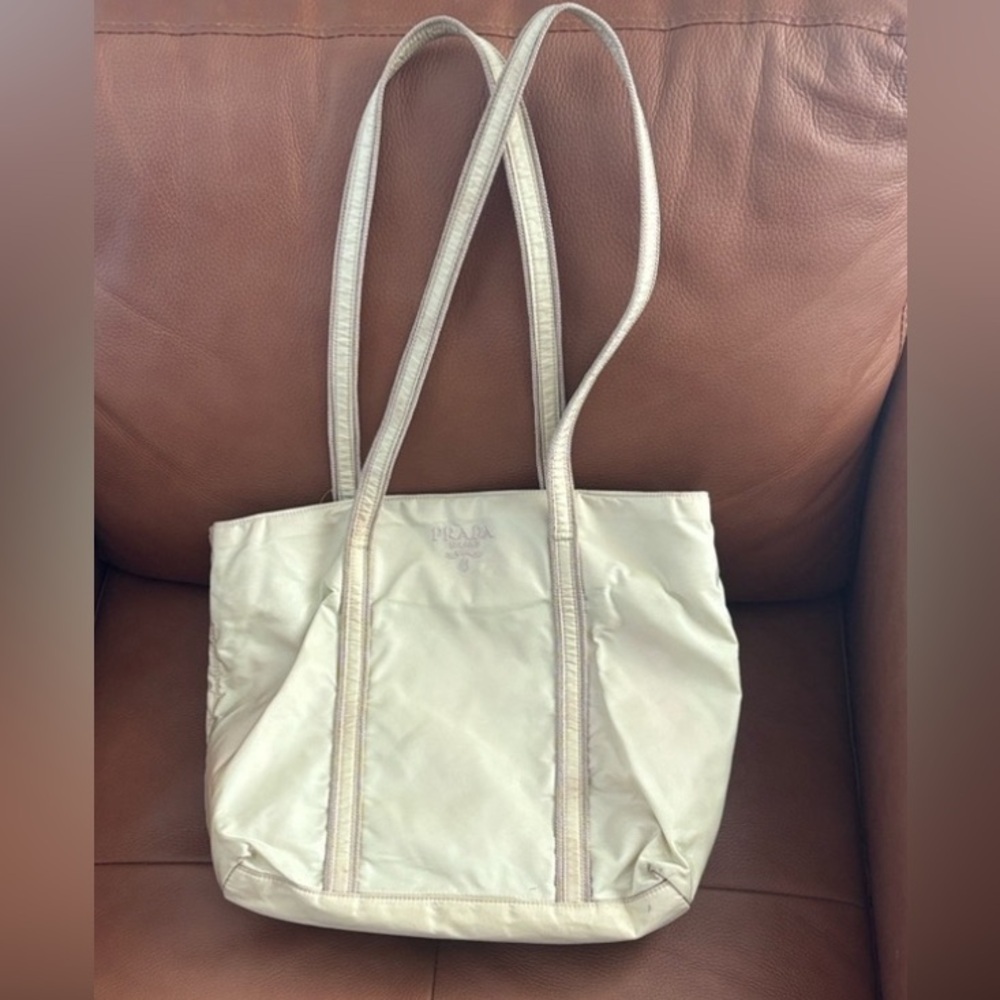 Prada Lime Green Nylon Tote Bag with Card
